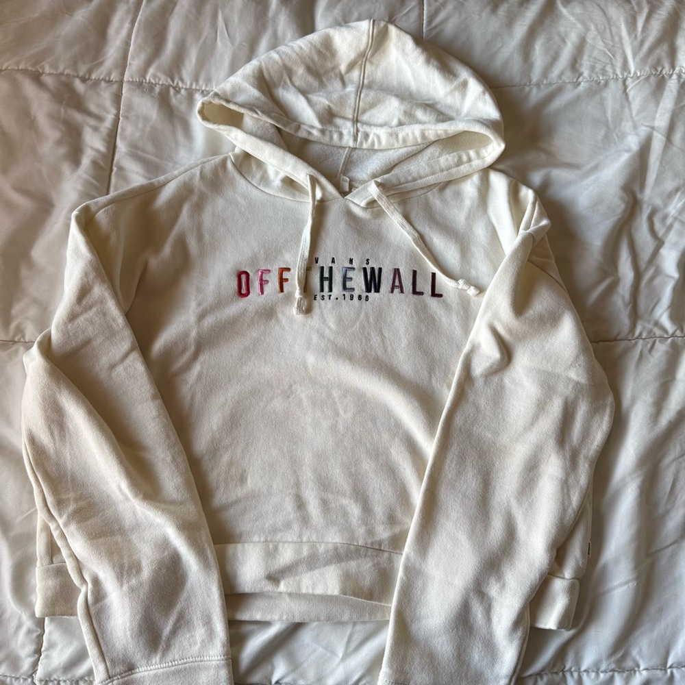 vans cropped white hoodie